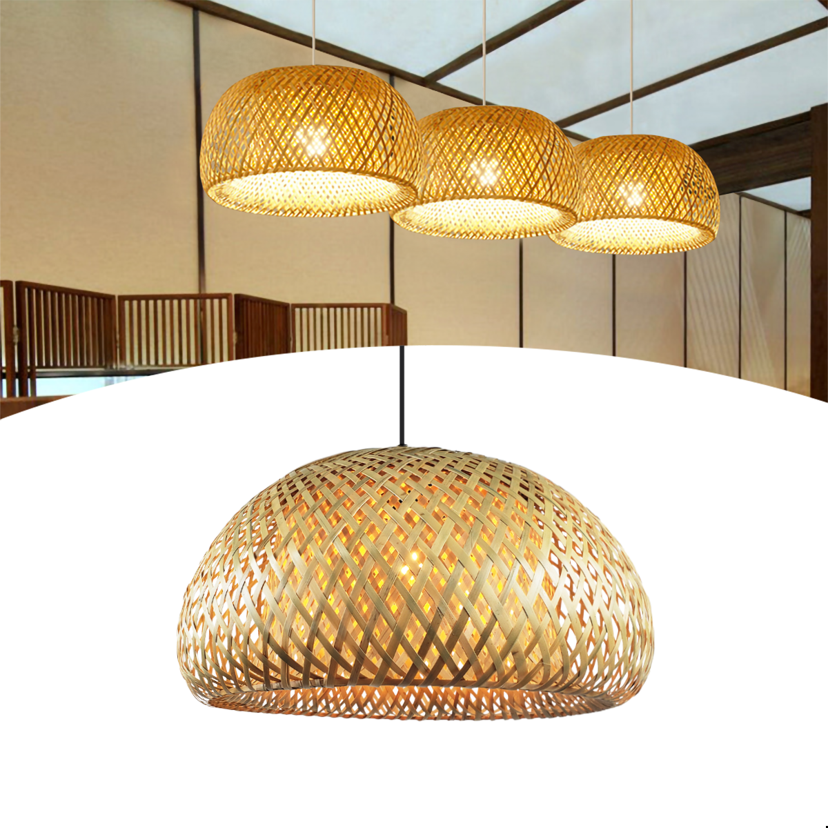 Luminária Pendente de Bambu Malibu Mini 35cm