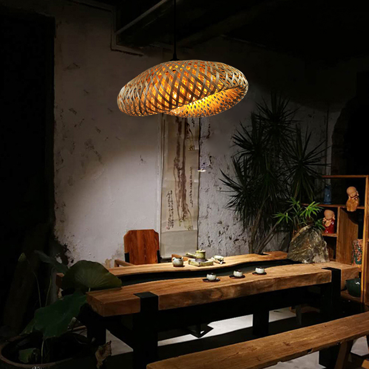 Luminária Pendente de Bambu Honolulu 40cm