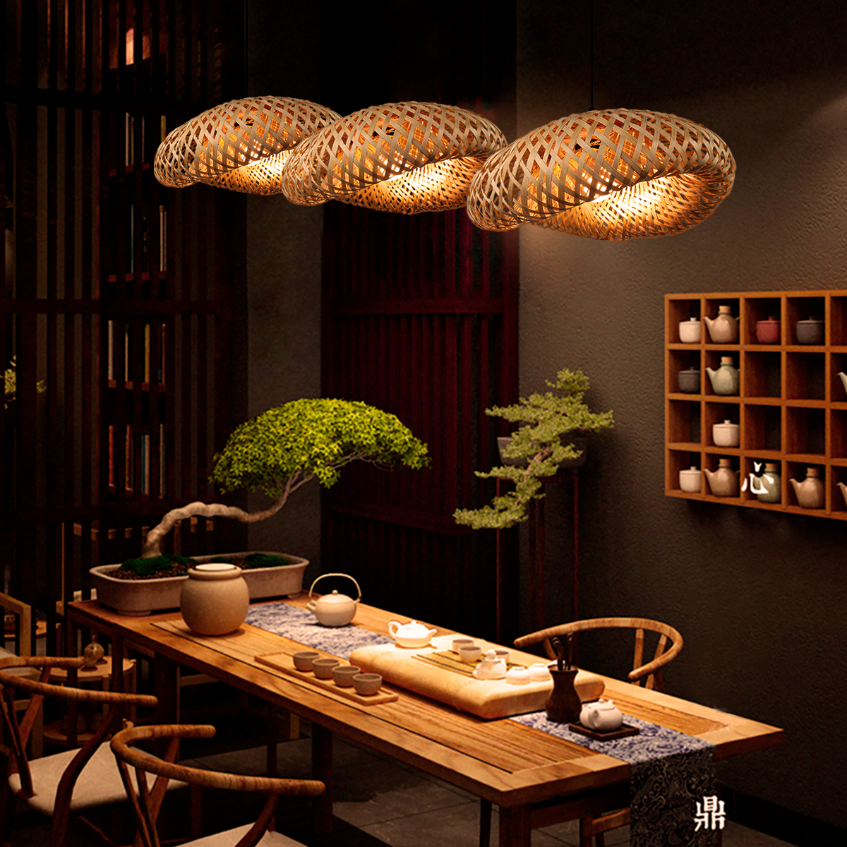 Luminária Pendente de Bambu Honolulu 40cm