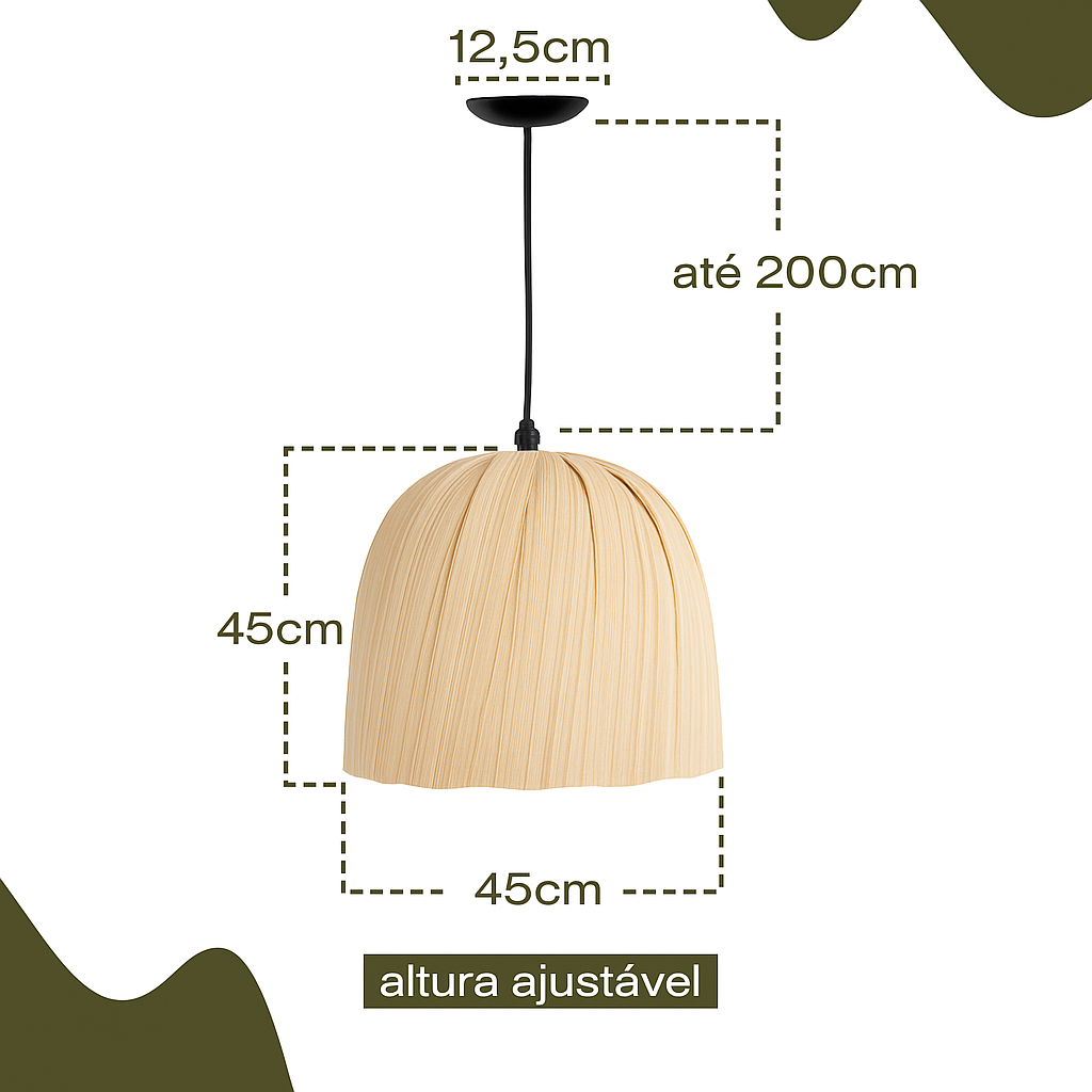 Luminária Pendente de Bambu Santorini
