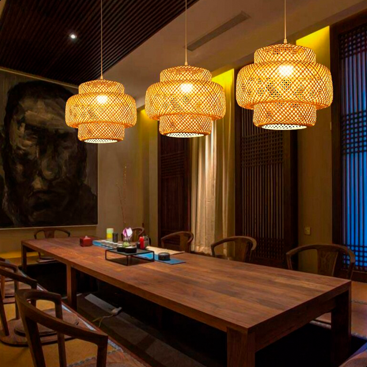 Luminária Pendente de Bambu Cayman Mini