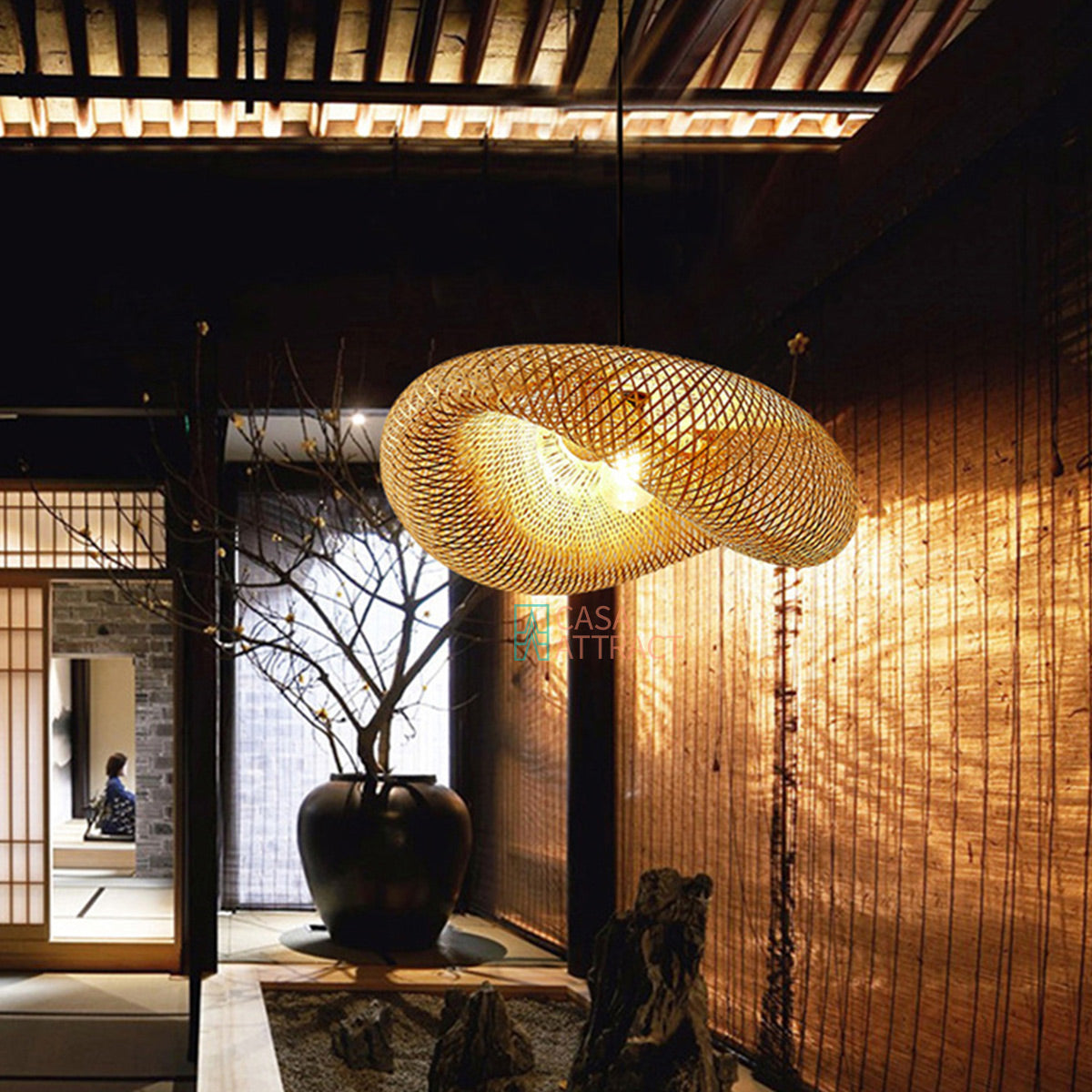 Luminaria Pendente de Bambu Honolulu 60cm