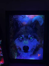 Quadro LOBO BRANCO Luminicente Recarregável