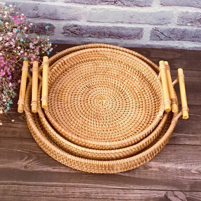 Cesta Organizadora de Rattan com Alça