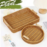 Bandeja Cesta de Rattan Trançado