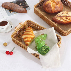 Bandeja Cesta de Rattan Trançado