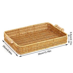 Bandeja Cesta de Rattan Trançado