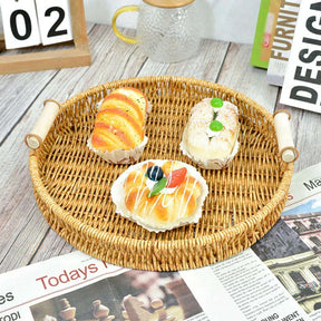 Bandeja Cesta de Rattan Trançado