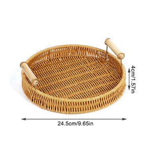 Bandeja Cesta de Rattan Trançado