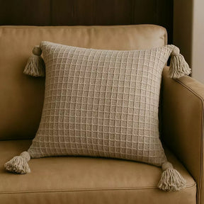 Boho 45x45 pompom piquet cru algodão
