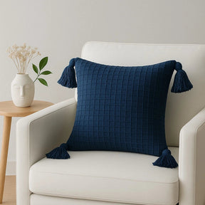 Boho 45x45 pompom piquet cru algodão
