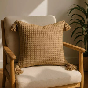 Boho 45x45 pompom piquet cru algodão