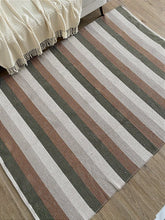 Tapete De Algodão Listrado Verde 2,50x3,00