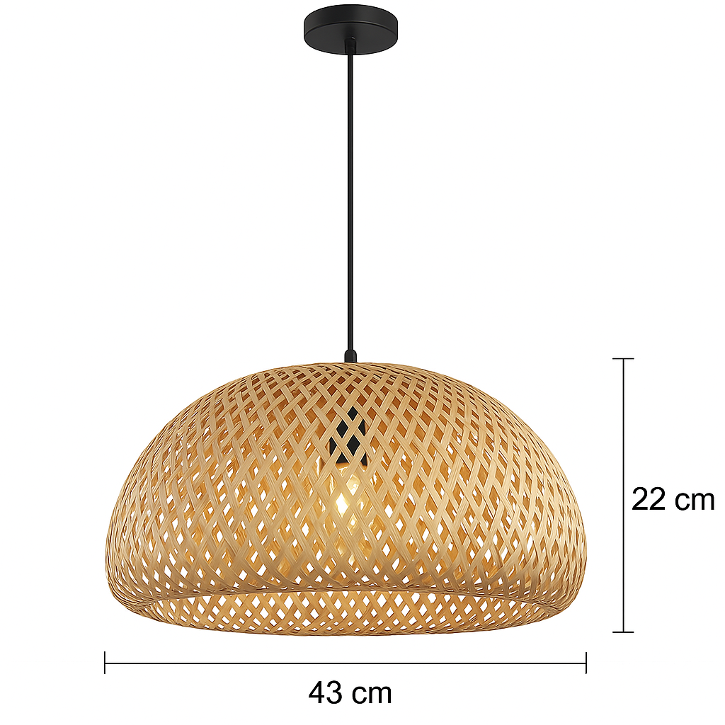 Luminária Pendente de Bambu Malibu 43cm