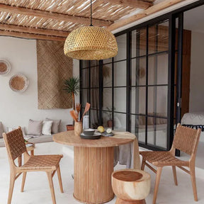 Luminária Pendente de Bambu Malibu Mini 35cm